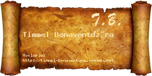 Timmel Bonaventúra névjegykártya